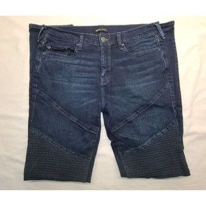 True Religion Men's Rocco Relaxed Skinny Moto Denim Jeans Size 33 x 34 Dark Wash